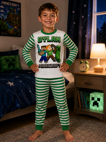 Personalised minecraft pyjamas - personalised,